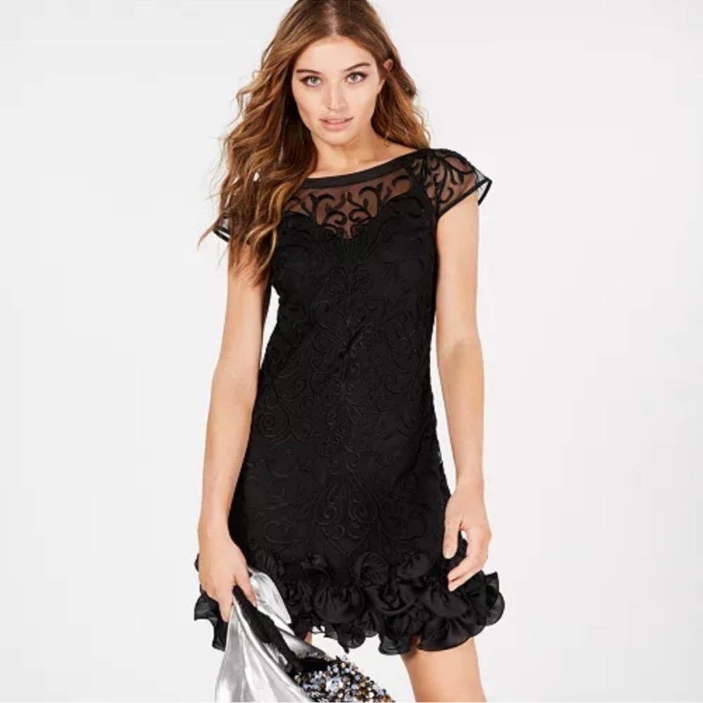 GUESS Black Sheer Embroidered Mini Dress - Picture 3 of 4